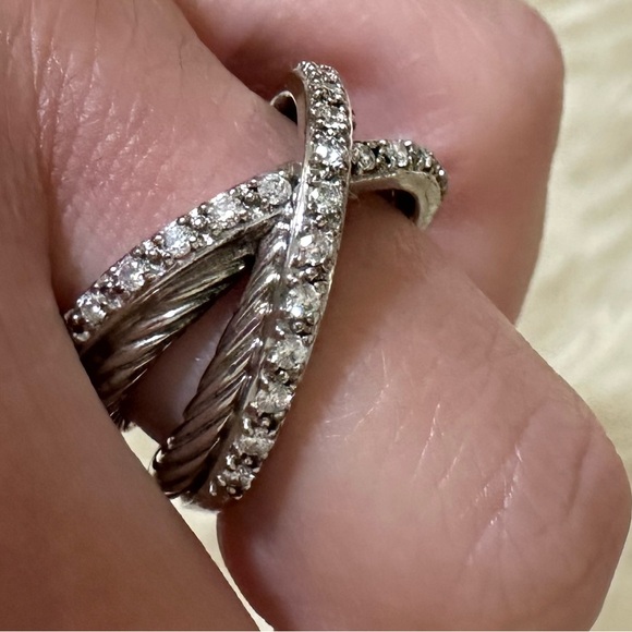 💎David Yurman💎 Diamond Cable Crossover ring size 6 - Picture 1 of 10